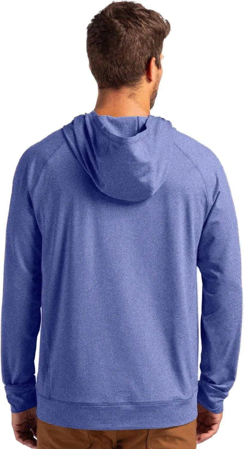 Cutter & Buck Mck01341 Adapt Knit Recycled Mens Heathered Hooded Pullover - Tour Blue Heather