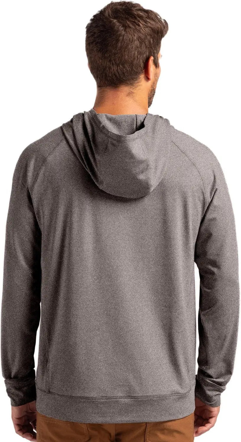 Cutter & Buck Mck01341 Adapt Knit Recycled Mens Heathered Hooded Pullover - Black Heather