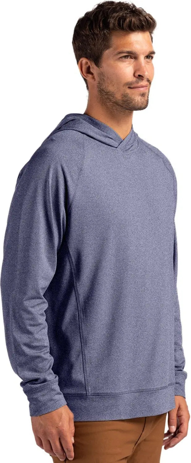 Cutter & Buck Mck01341 Adapt Knit Recycled Mens Heathered Hooded Pullover - Navy Blue Heather