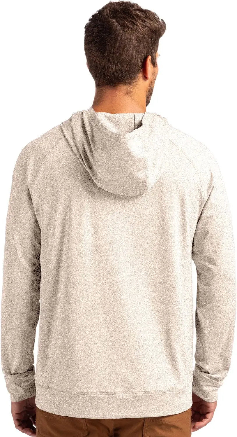 Cutter & Buck Mck01341 Adapt Knit Recycled Mens Heathered Hooded Pullover - Wheat Heather