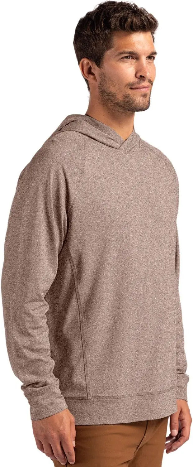 Cutter & Buck Mck01341 Adapt Knit Recycled Mens Heathered Hooded Pullover - Mushroom Heather
