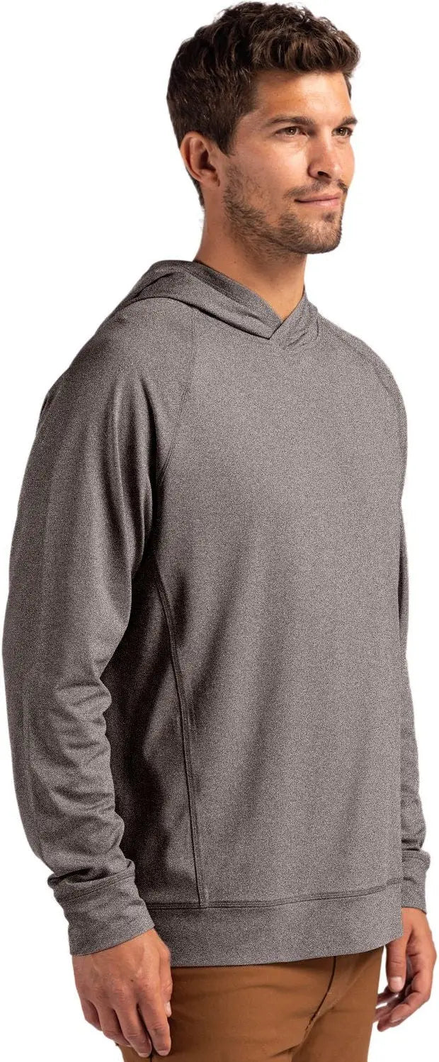 Cutter & Buck Mck01341 Adapt Knit Recycled Mens Heathered Hooded Pullover - Black Heather