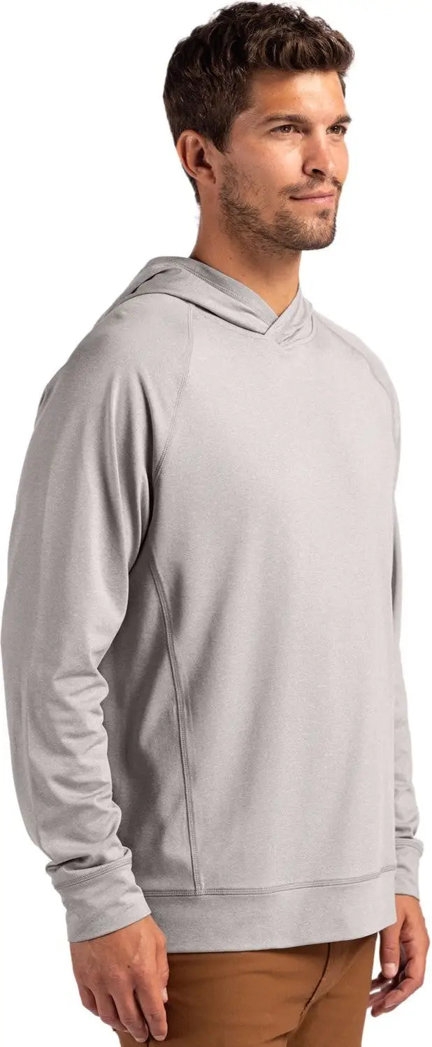 Cutter & Buck Mck01341 Adapt Knit Recycled Mens Heathered Hooded Pullover - Polished Heather