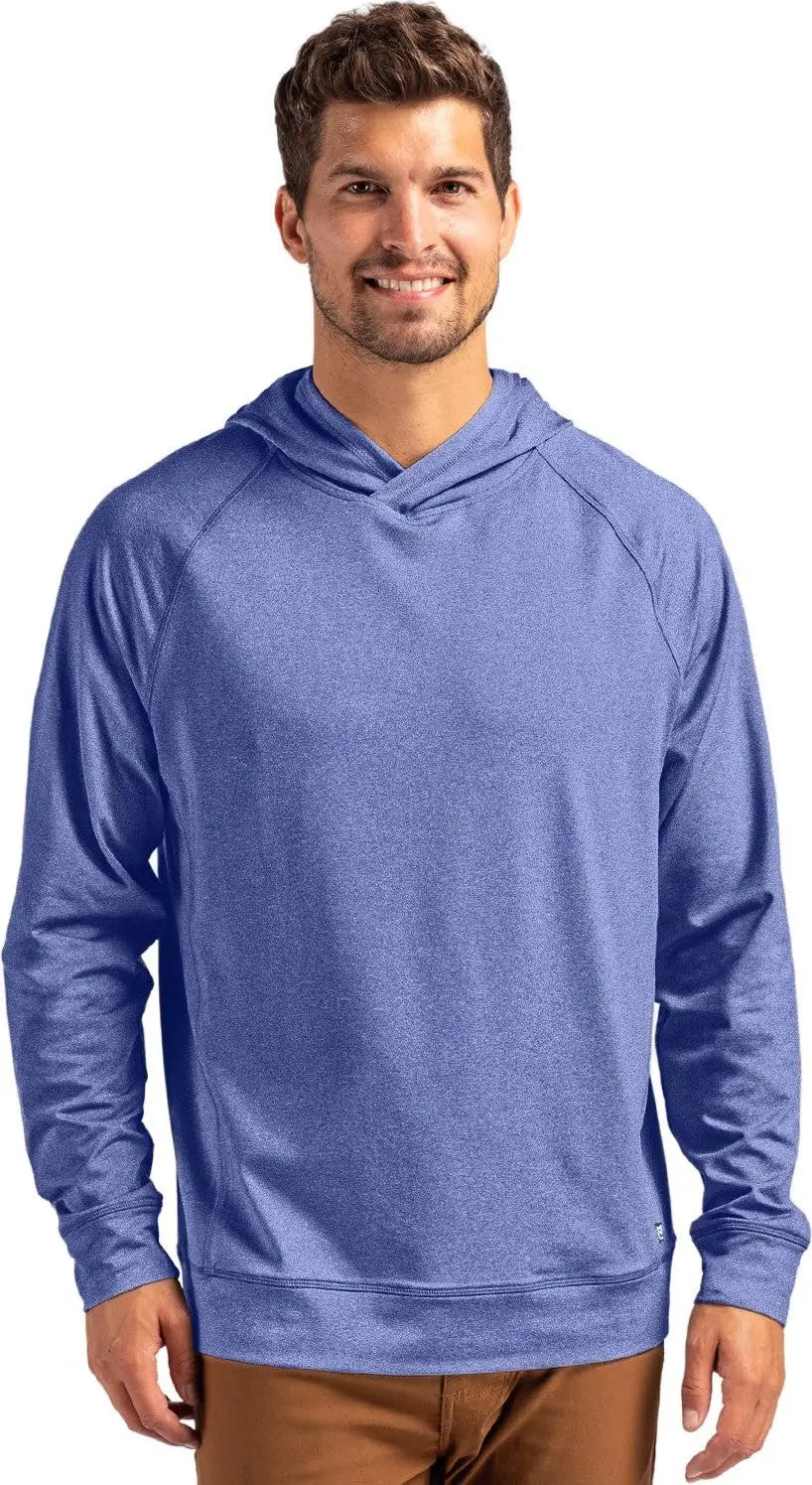 Cutter & Buck Mck01341 Adapt Knit Recycled Mens Heathered Hooded Pullover - Tour Blue Heather - Adult s