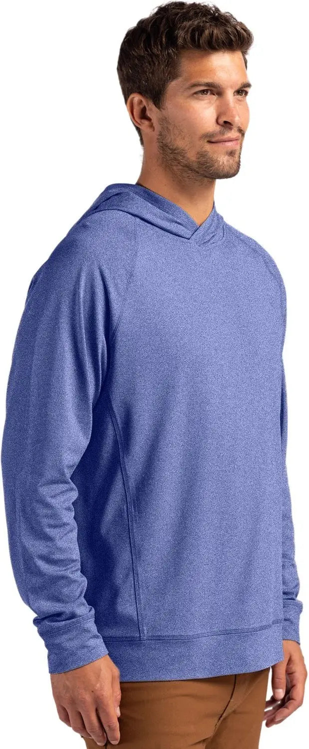 Cutter & Buck Mck01341 Adapt Knit Recycled Mens Heathered Hooded Pullover - Tour Blue Heather