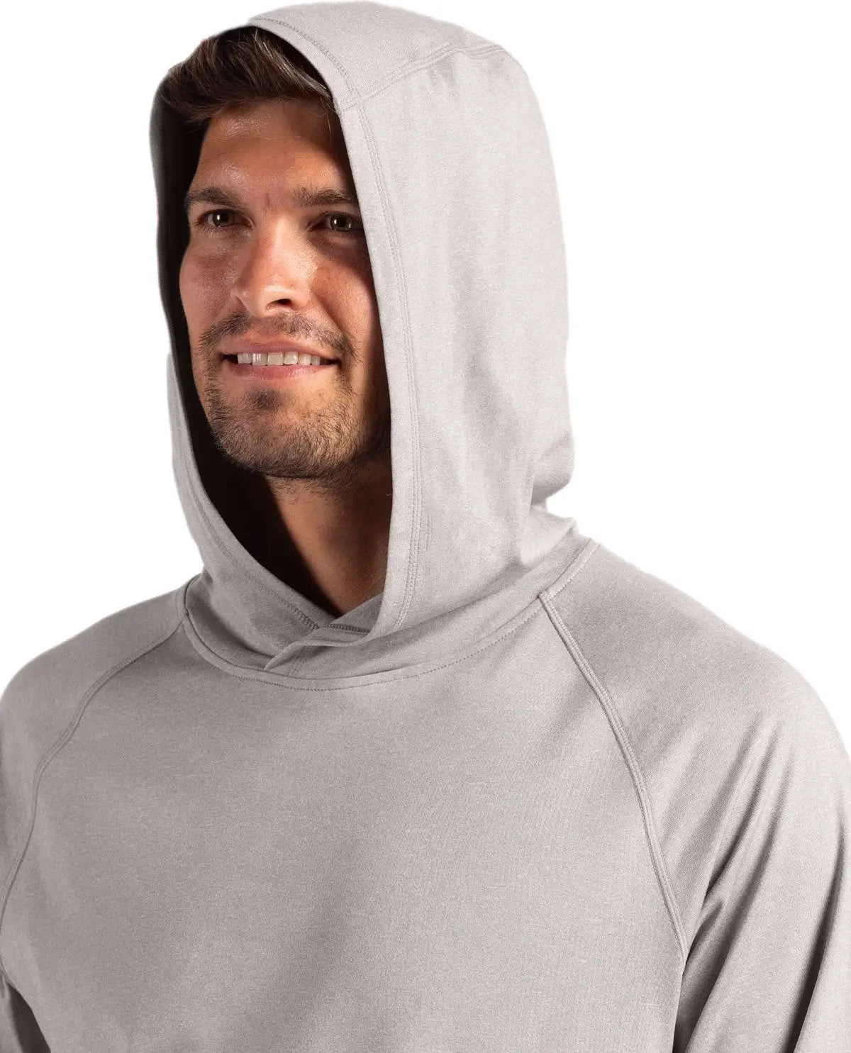 Cutter & Buck Mck01341 Adapt Knit Recycled Mens Heathered Hooded Pullover - Polished Heather