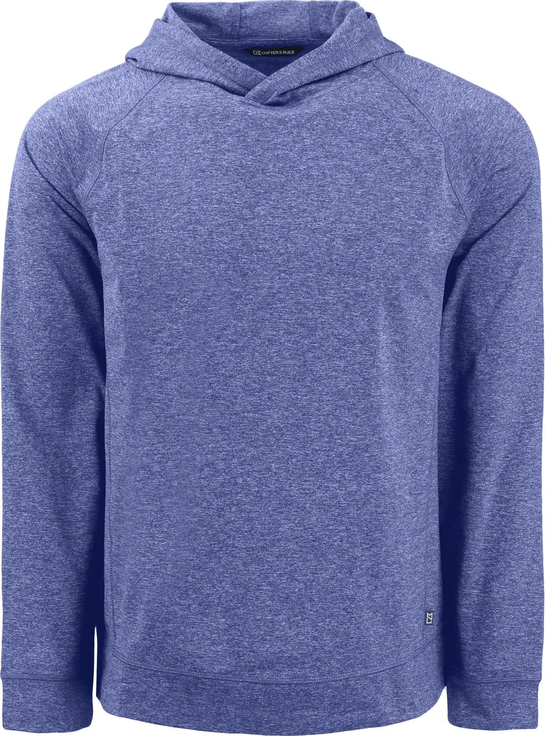 Cutter & Buck Mck01341 Adapt Knit Recycled Mens Heathered Hooded Pullover - Tour Blue Heather