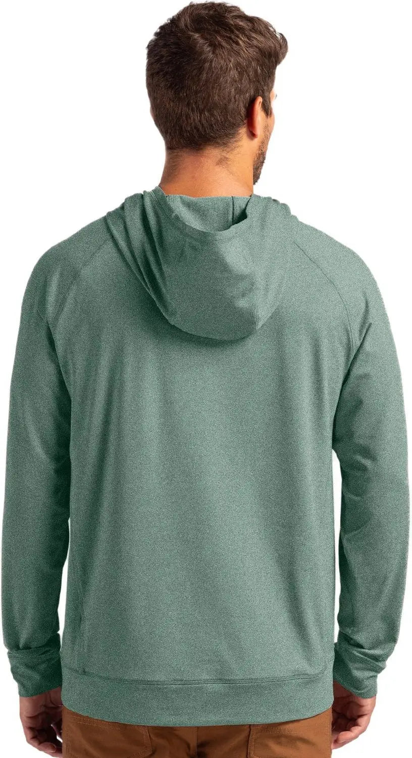 Cutter & Buck Mck01341 Adapt Knit Recycled Mens Heathered Hooded Pullover - Hunter Heather