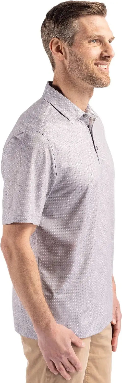 Cutter & Buck Mck01342 Pike Eco Shadow Check Print Recycled Mens Polo - Polished