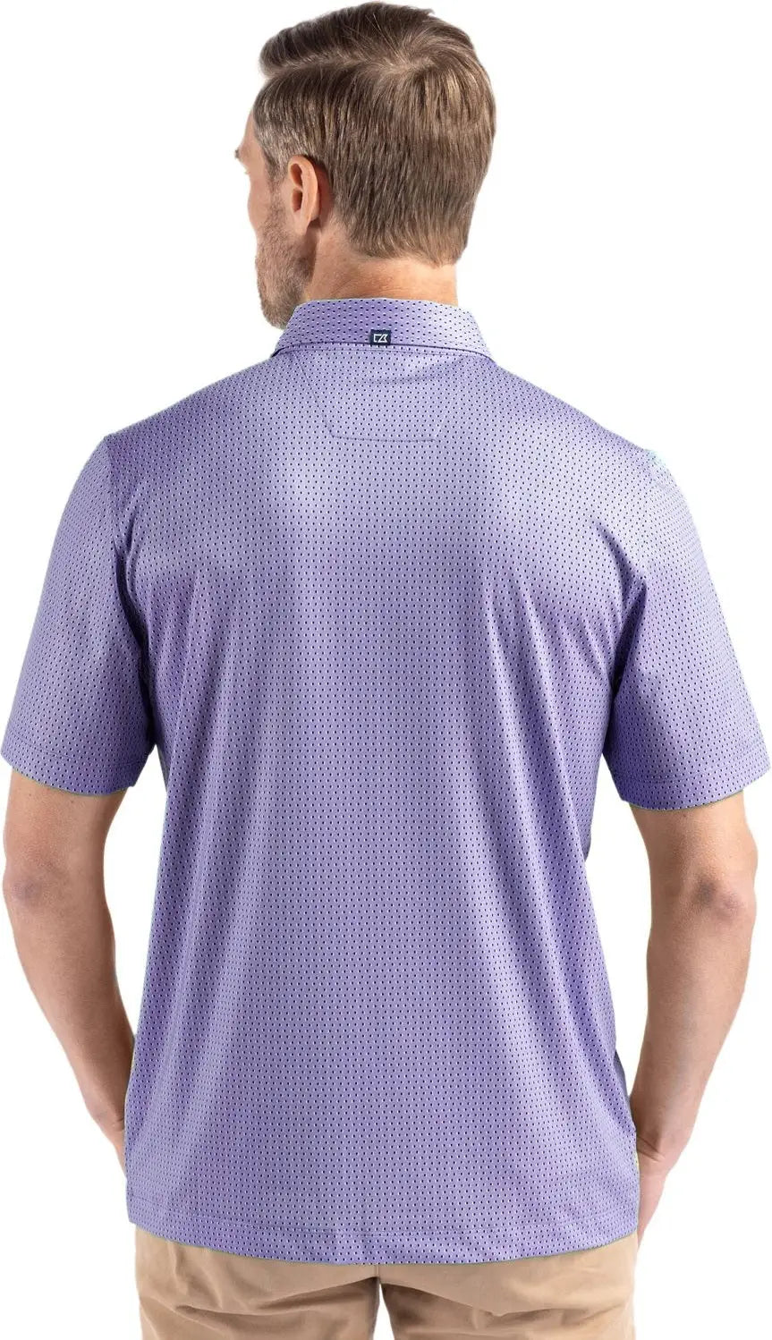 Cutter & Buck Mck01342 Pike Eco Shadow Check Print Recycled Mens Polo - Hyacinth