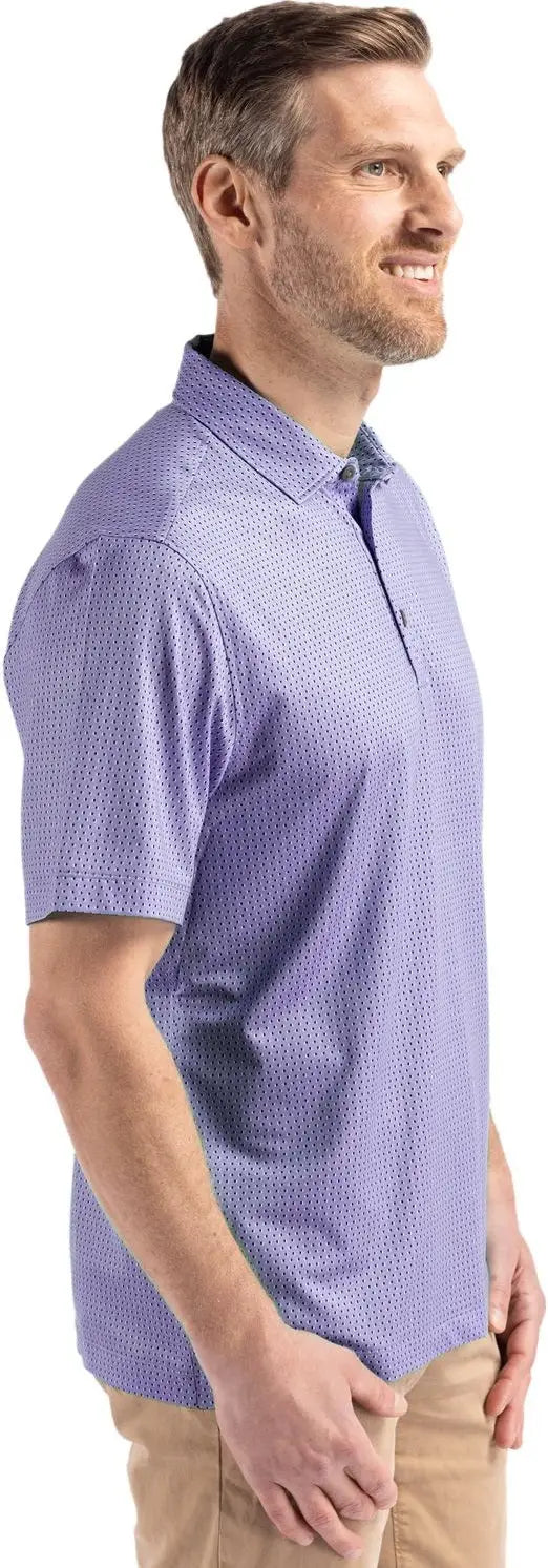 Cutter & Buck Mck01342 Pike Eco Shadow Check Print Recycled Mens Polo - Hyacinth