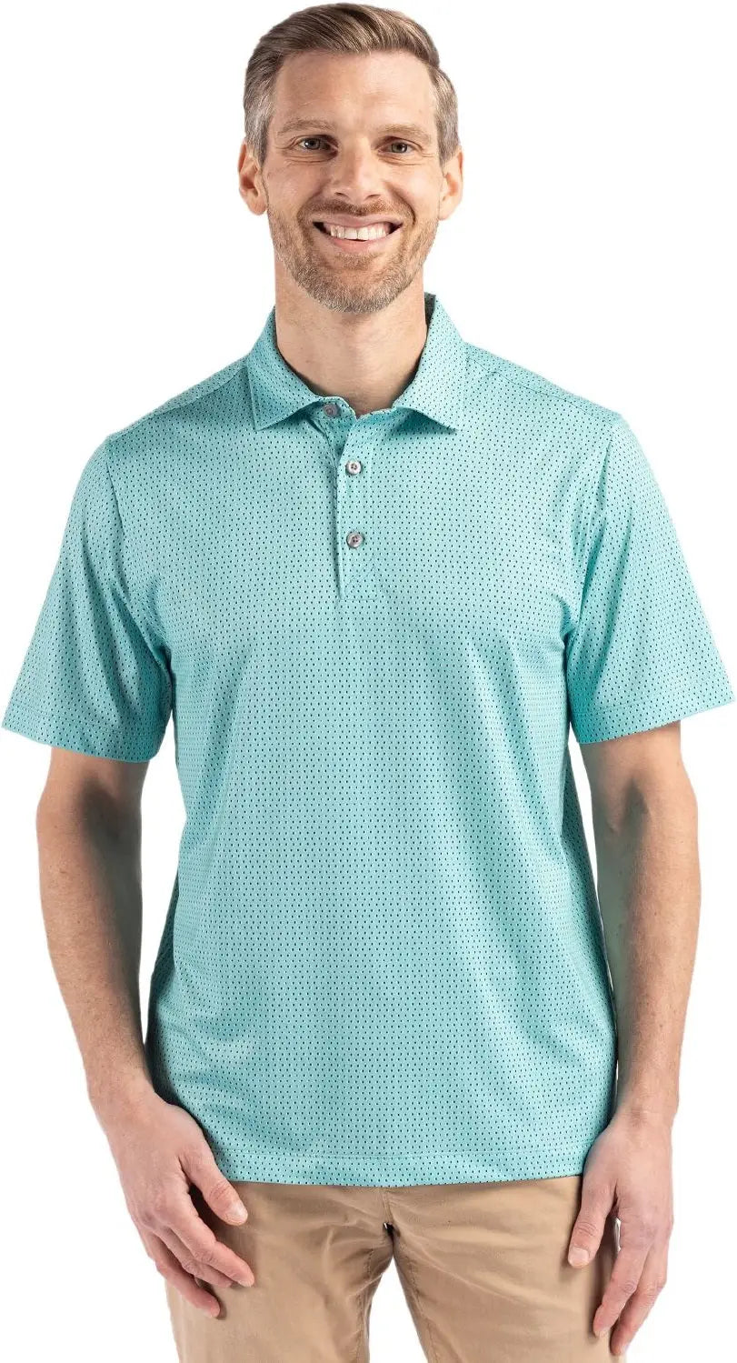 Cutter & Buck Mck01342 Pike Eco Shadow Check Print Recycled Mens Polo - Fresh Mint - Adult s