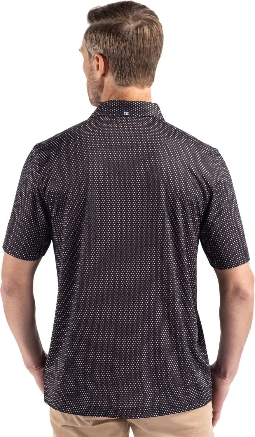 Cutter & Buck Mck01342 Pike Eco Shadow Check Print Recycled Mens Polo - Black