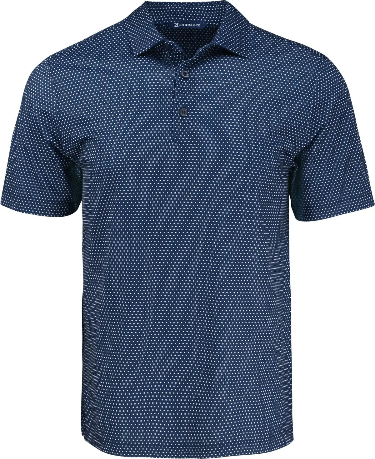 Cutter & Buck Mck01342 Pike Eco Shadow Check Print Recycled Mens Polo - Navy Blue