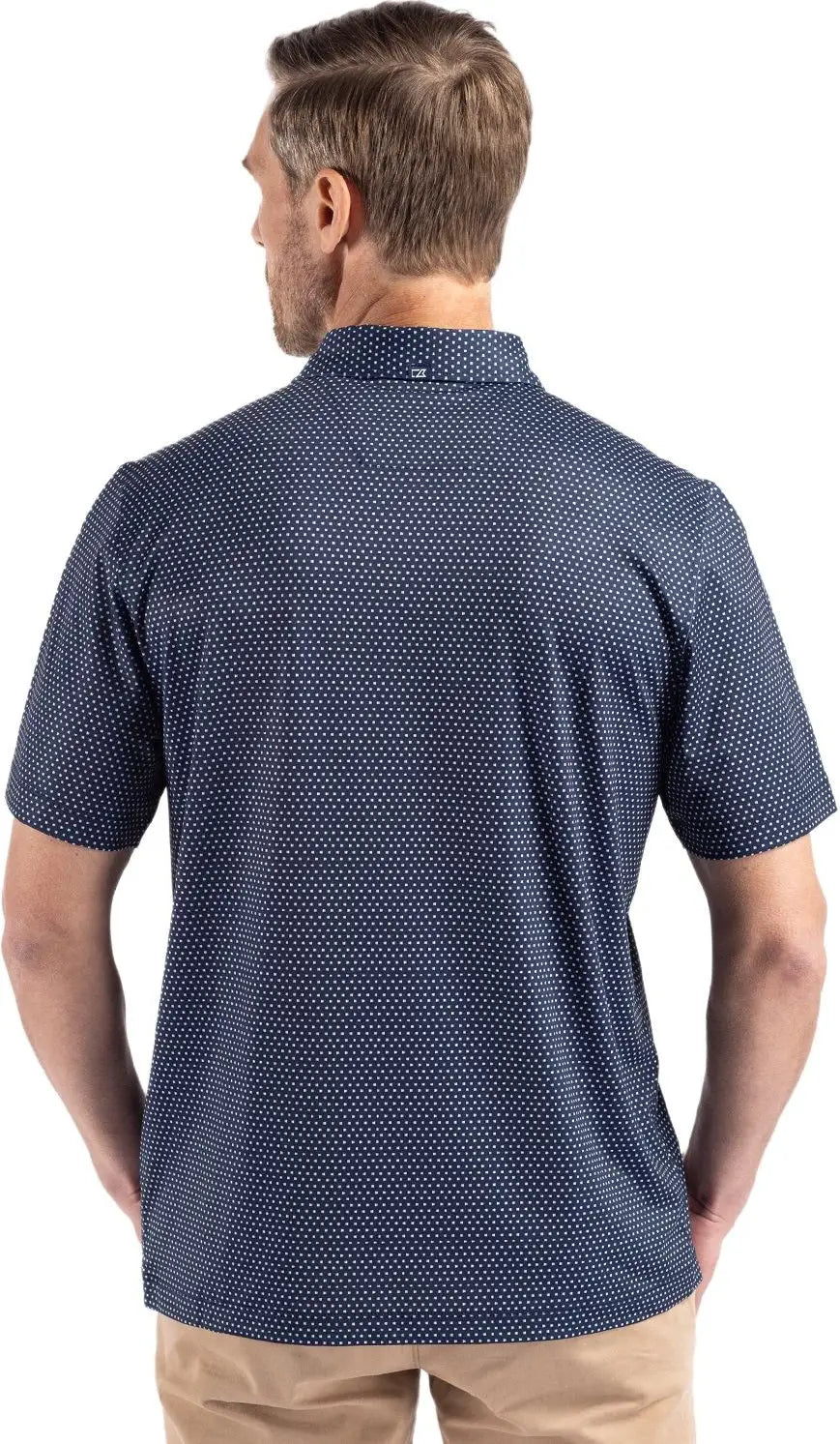 Cutter & Buck Mck01342 Pike Eco Shadow Check Print Recycled Mens Polo - Navy Blue