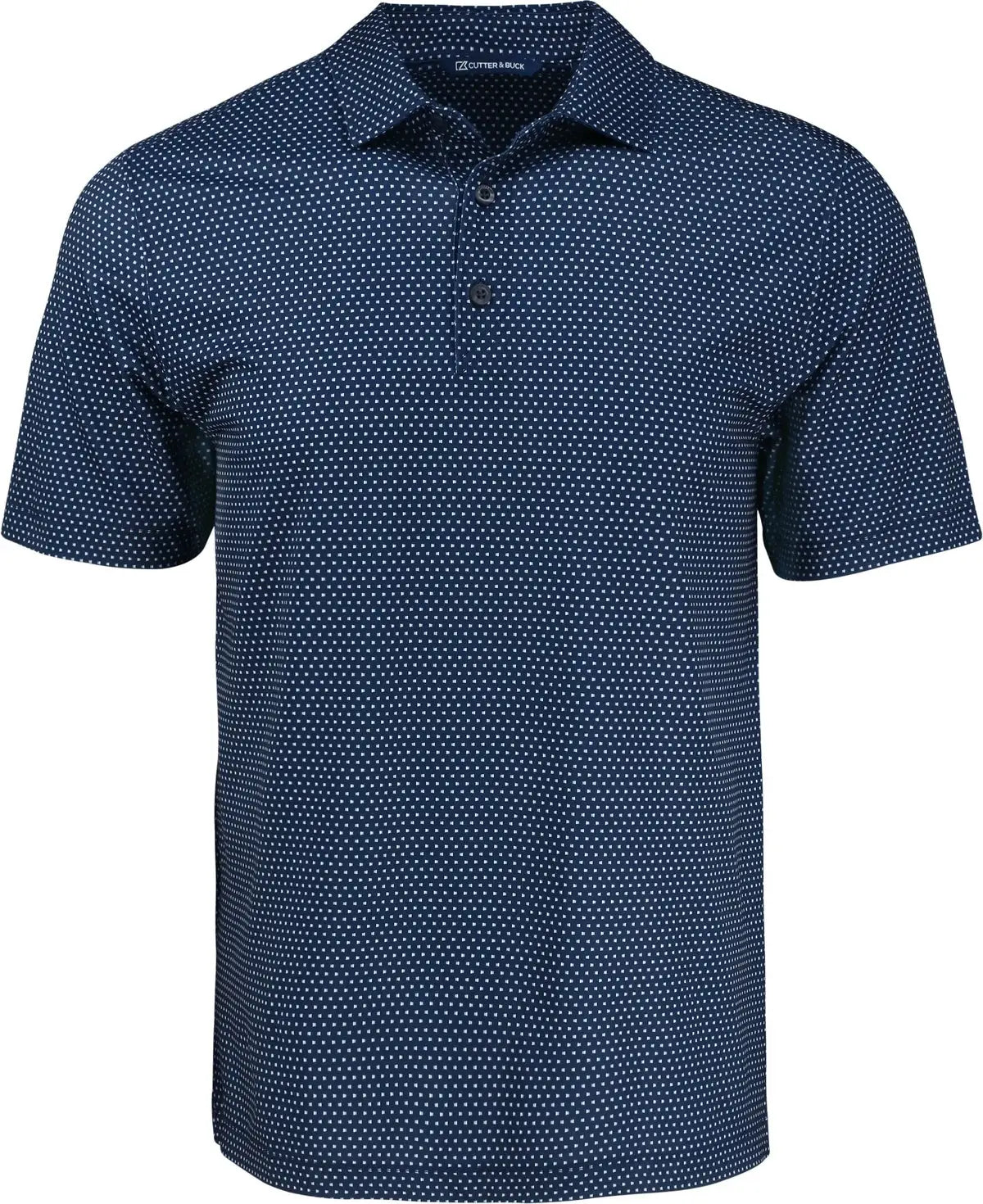 Cutter & Buck Mck01342 Pike Eco Shadow Check Print Recycled Mens Polo - Navy Blue