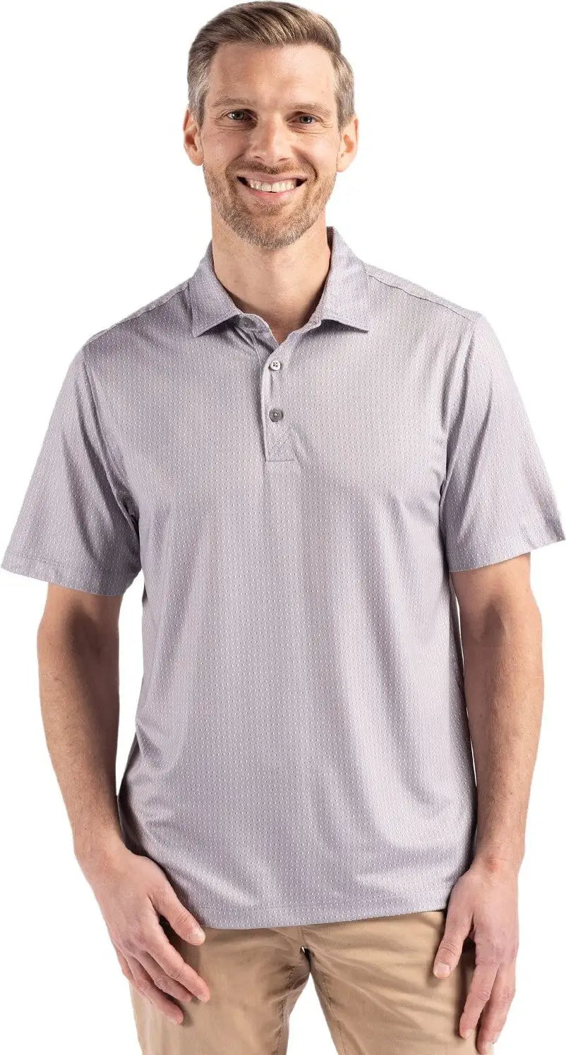 Cutter & Buck Mck01342 Pike Eco Shadow Check Print Recycled Mens Polo - Polished - Adult s