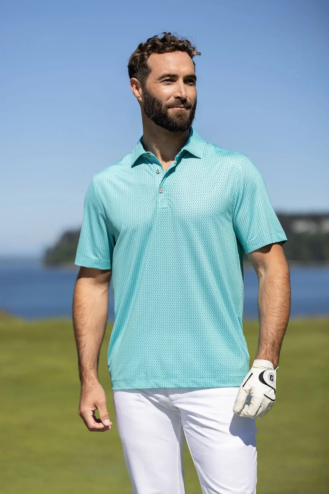 Cutter & Buck Mck01342 Pike Eco Shadow Check Print Recycled Mens Polo - Fresh Mint