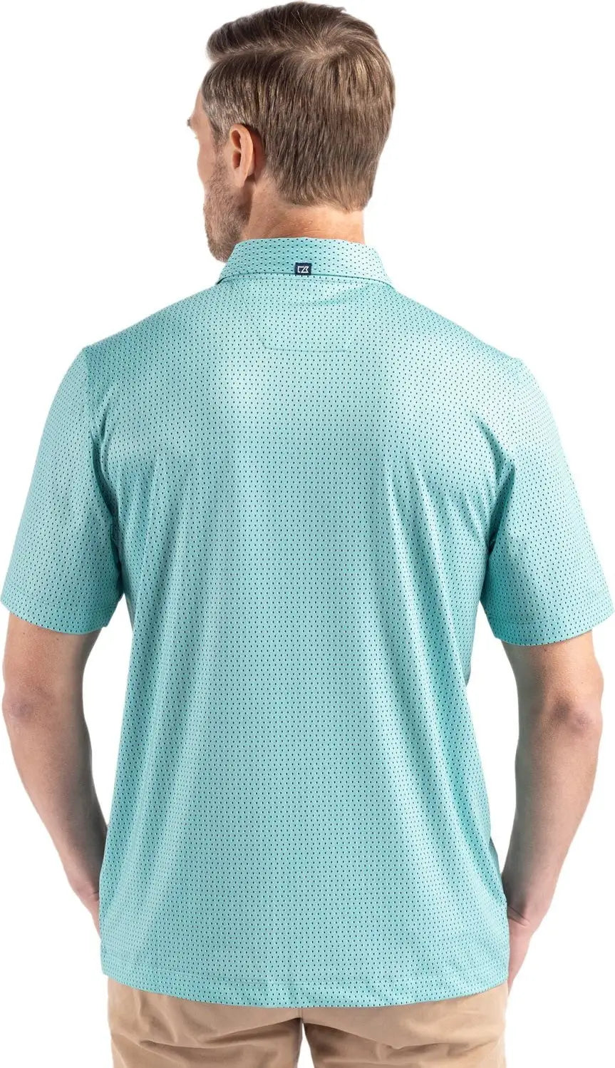Cutter & Buck Mck01342 Pike Eco Shadow Check Print Recycled Mens Polo - Fresh Mint
