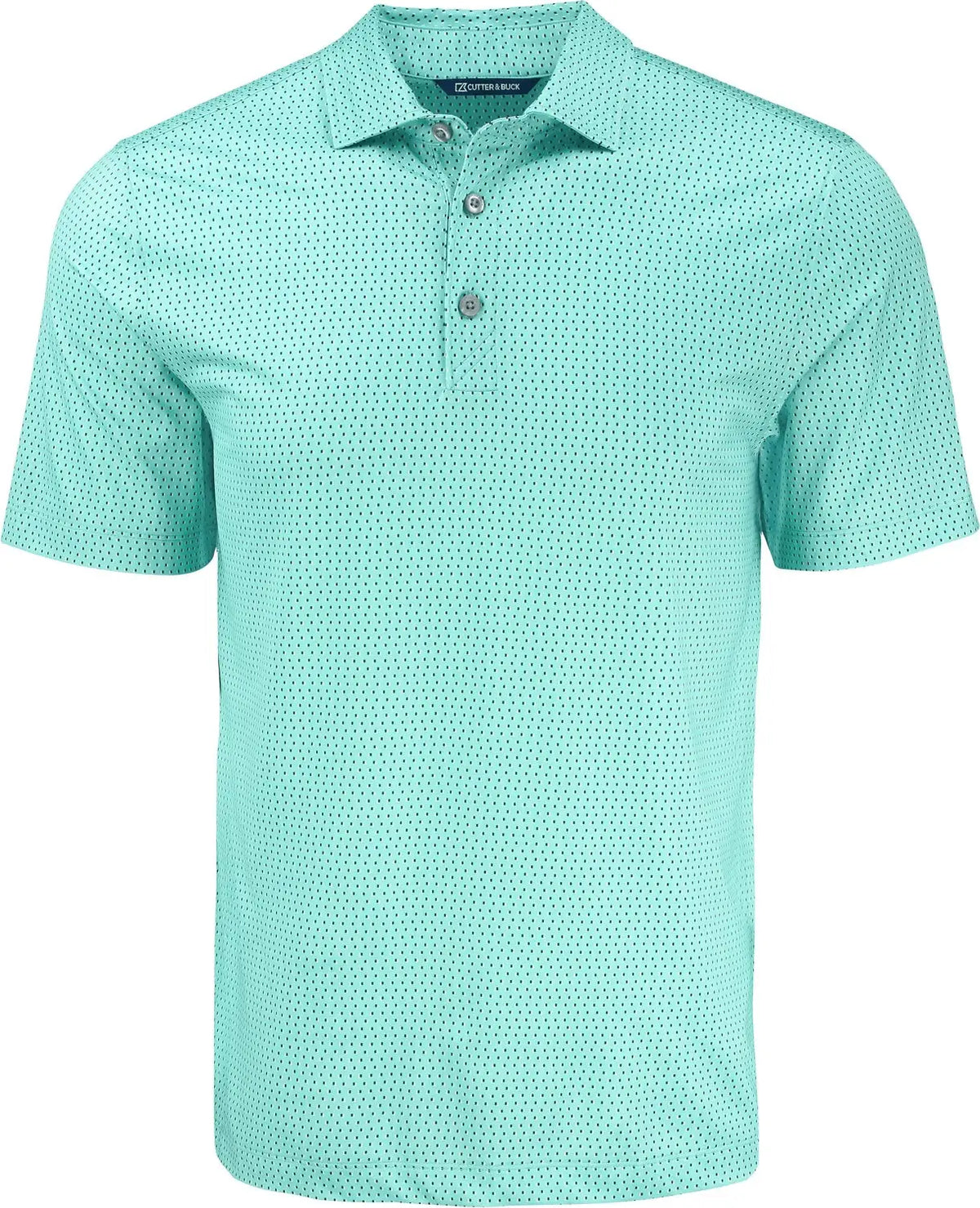 Cutter & Buck Mck01342 Pike Eco Shadow Check Print Recycled Mens Polo - Fresh Mint