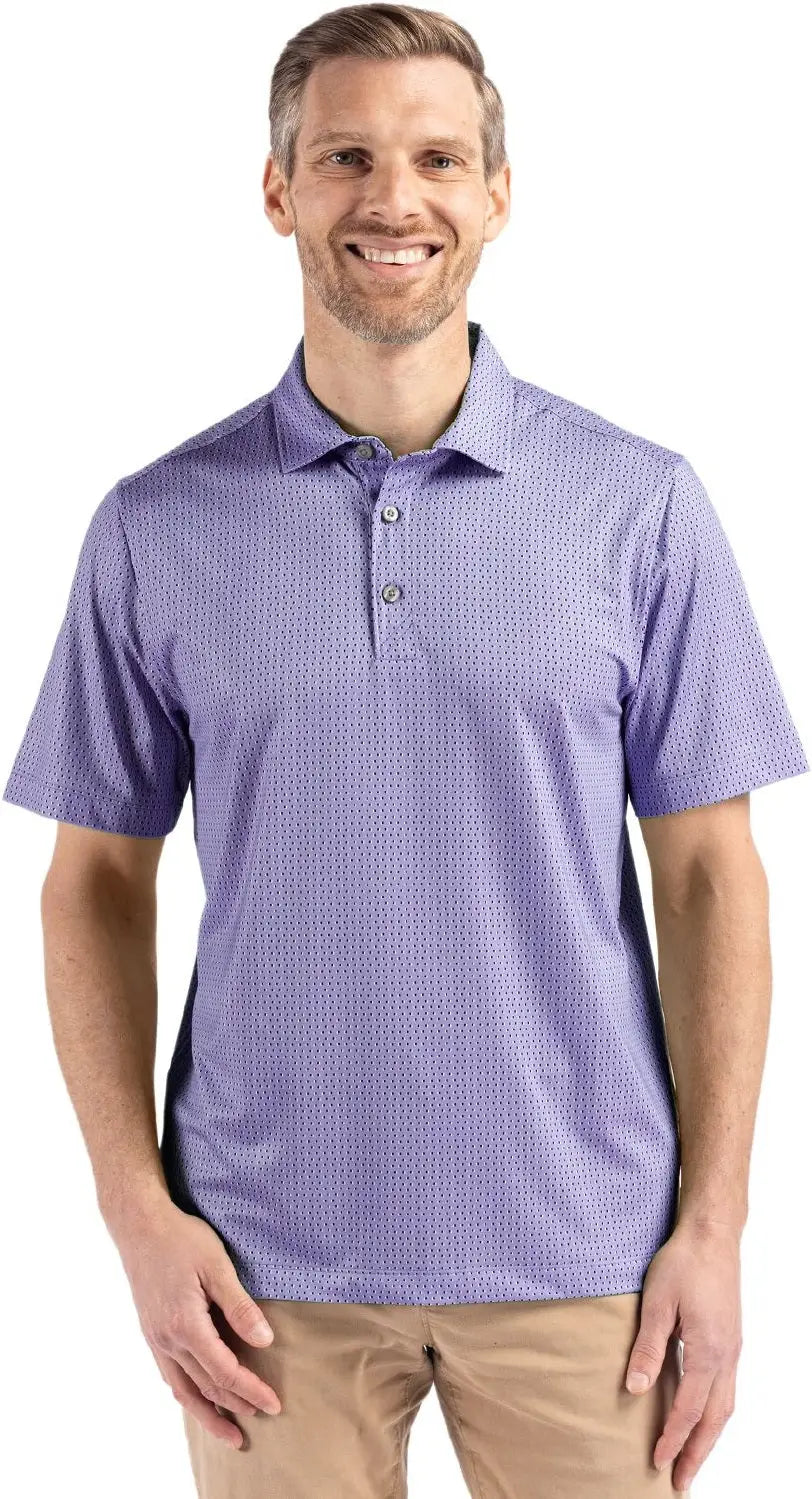 Cutter & Buck Mck01342 Pike Eco Shadow Check Print Recycled Mens Polo - Hyacinth - Adult s