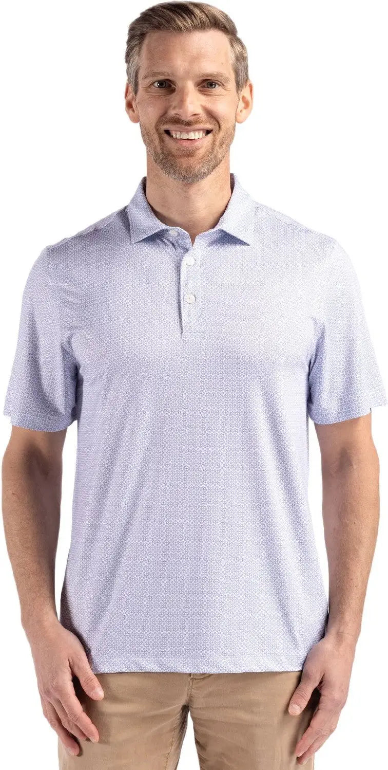 Cutter & Buck Mck01343 Pike Eco Diamond Dot Print Recycled Mens Polo - Hyacinth - Adult s