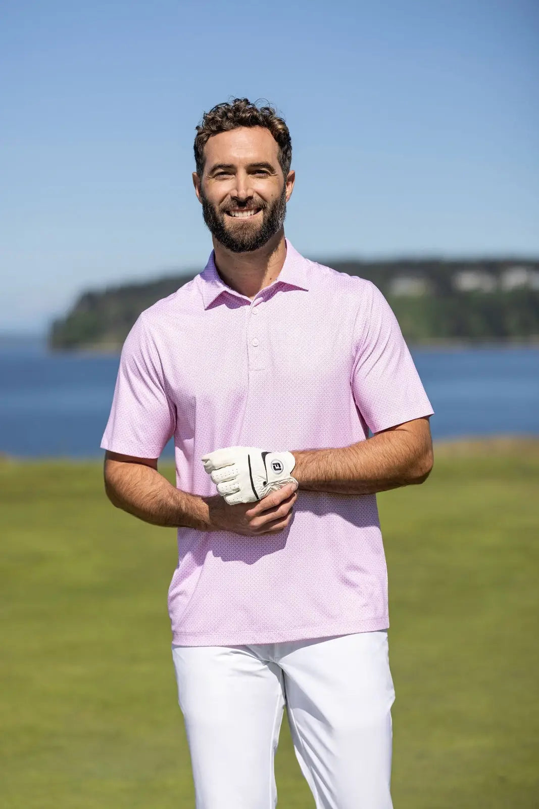 Cutter & Buck Mck01343 Pike Eco Diamond Dot Print Recycled Mens Polo - Gelato