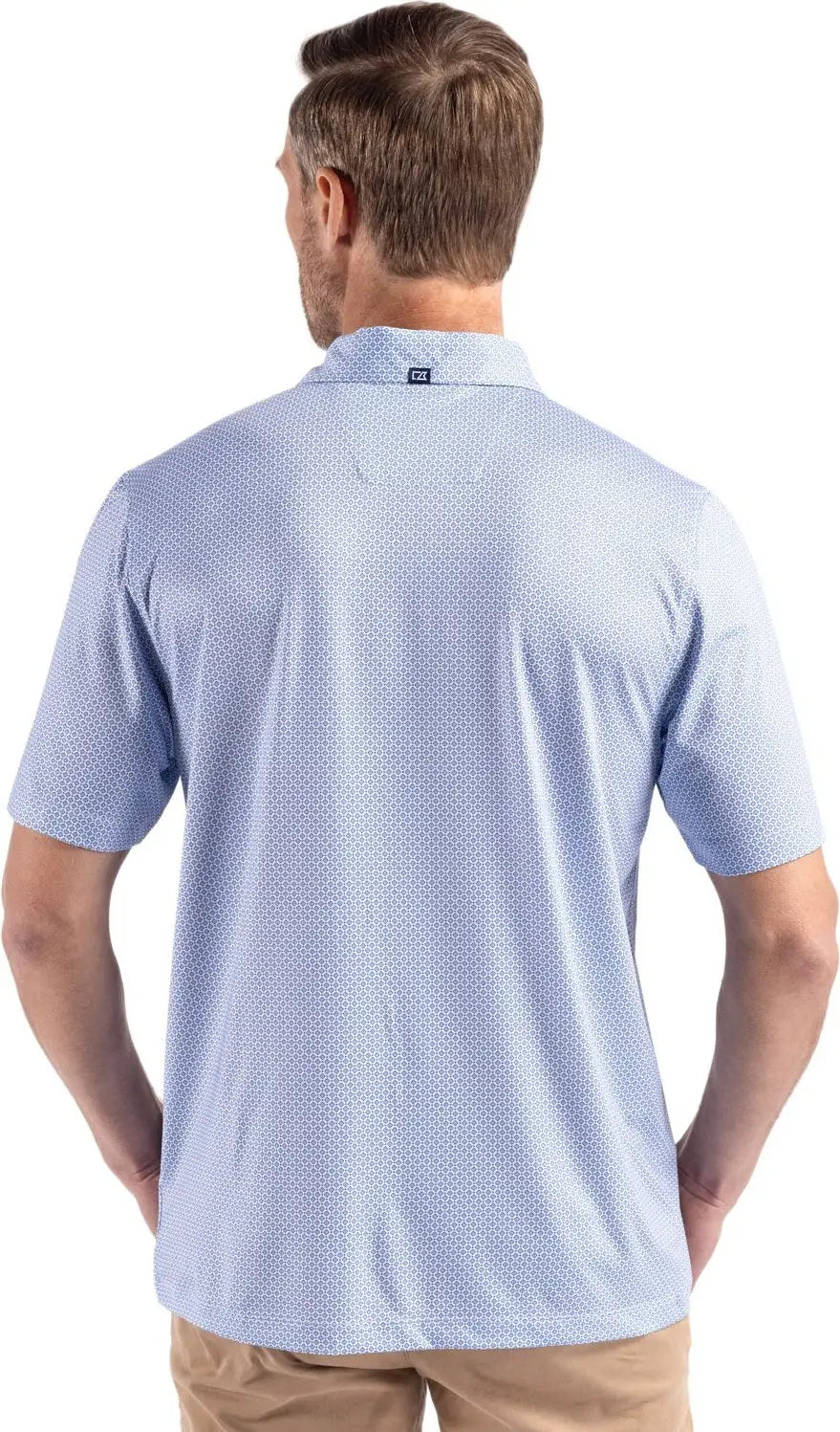 Cutter & Buck Mck01343 Pike Eco Diamond Dot Print Recycled Mens Polo - Tour Blue