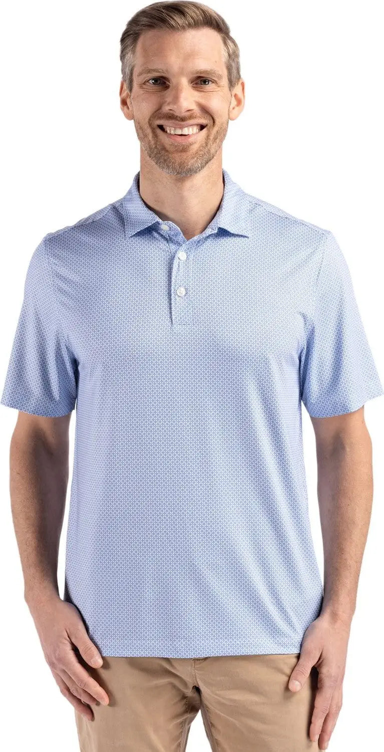 Cutter & Buck Mck01343 Pike Eco Diamond Dot Print Recycled Mens Polo - Tour Blue - Adult s