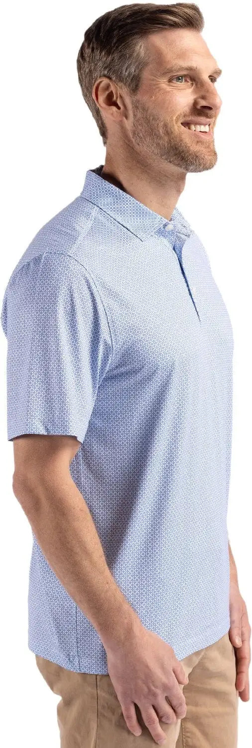 Cutter & Buck Mck01343 Pike Eco Diamond Dot Print Recycled Mens Polo - Tour Blue