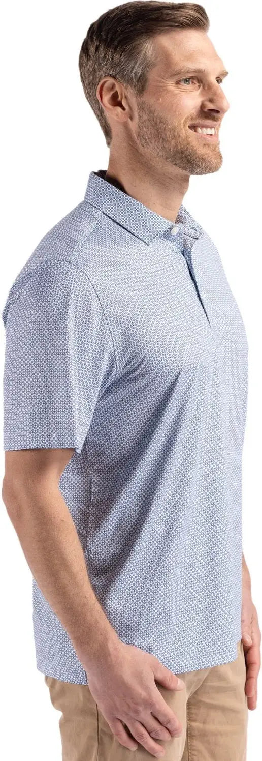 Cutter & Buck Mck01343 Pike Eco Diamond Dot Print Recycled Mens Polo - Navy Blue