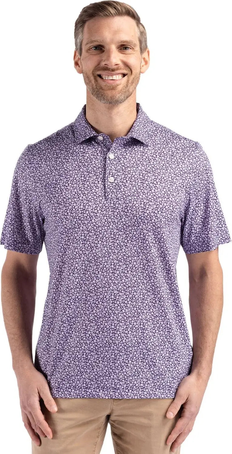 Cutter & Buck Mck01344 Pike Eco Flora Print Recycled Mens Polo - College Purple - Adult s