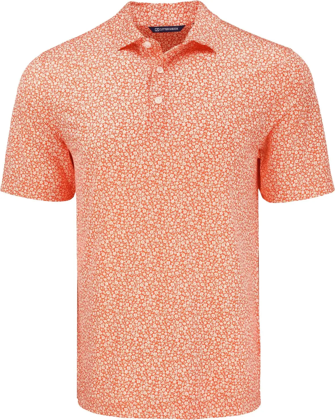 Cutter & Buck Mck01344 Pike Eco Flora Print Recycled Mens Polo - College Orange