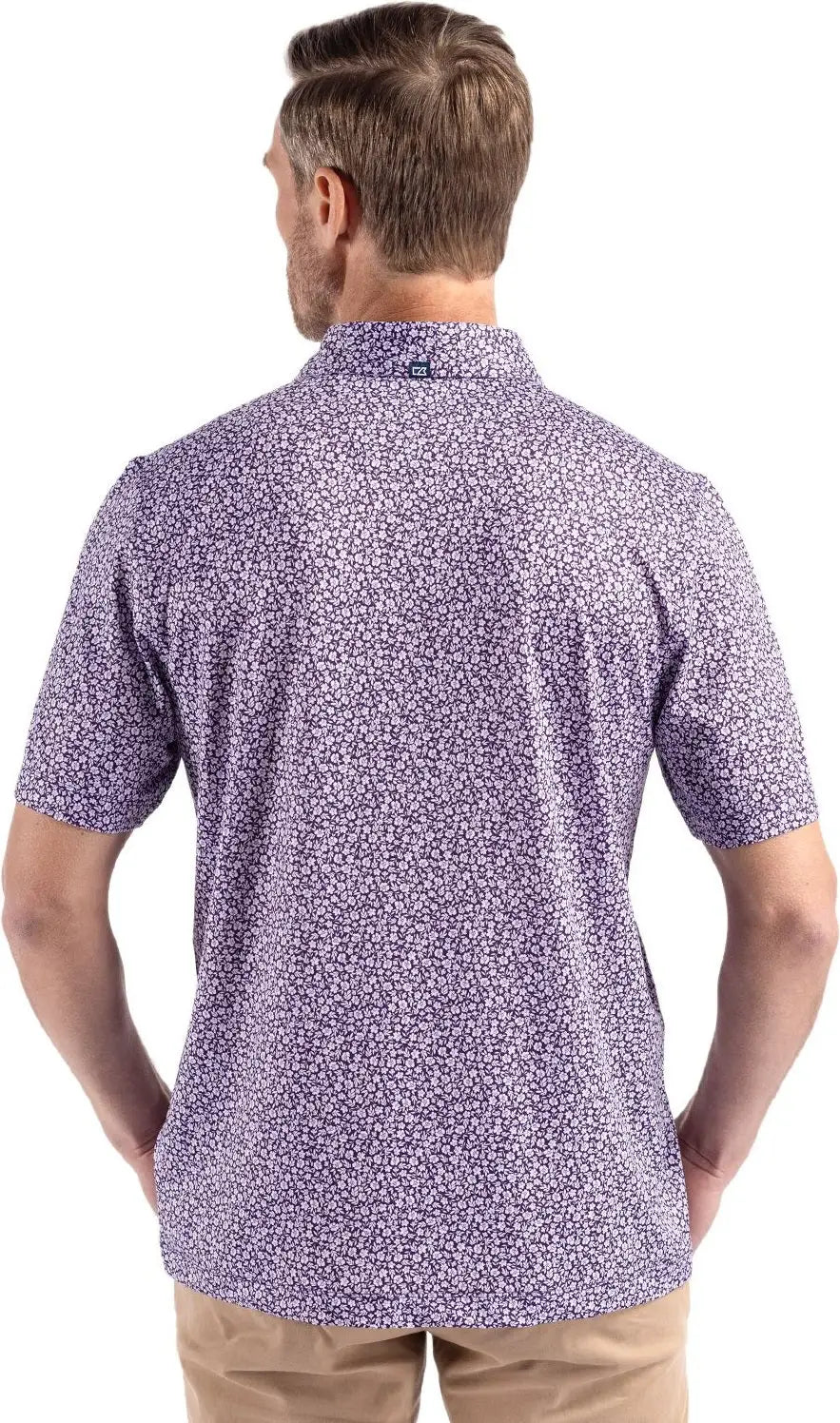 Cutter & Buck Mck01344 Pike Eco Flora Print Recycled Mens Polo - College Purple