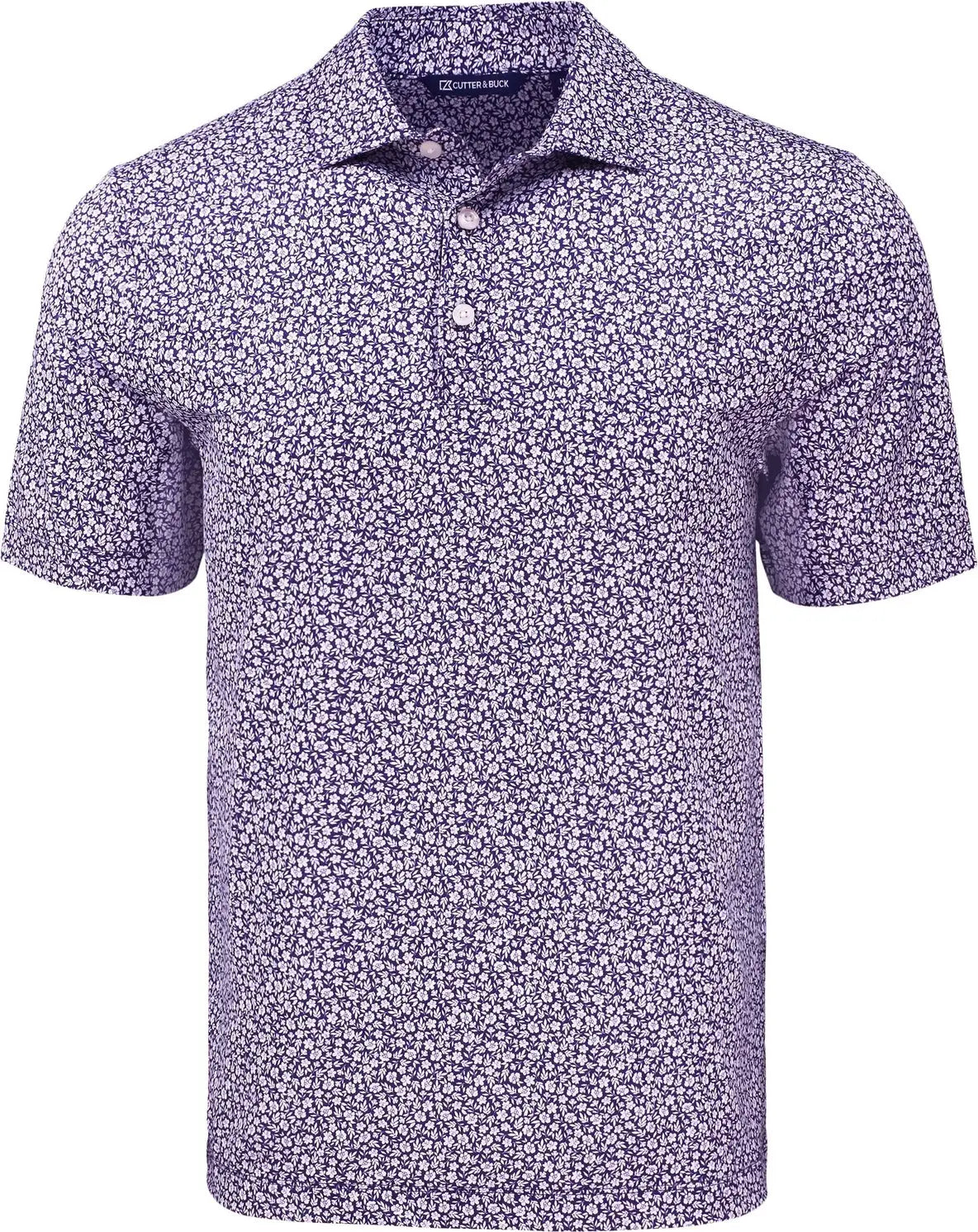 Cutter & Buck Mck01344 Pike Eco Flora Print Recycled Mens Polo - College Purple