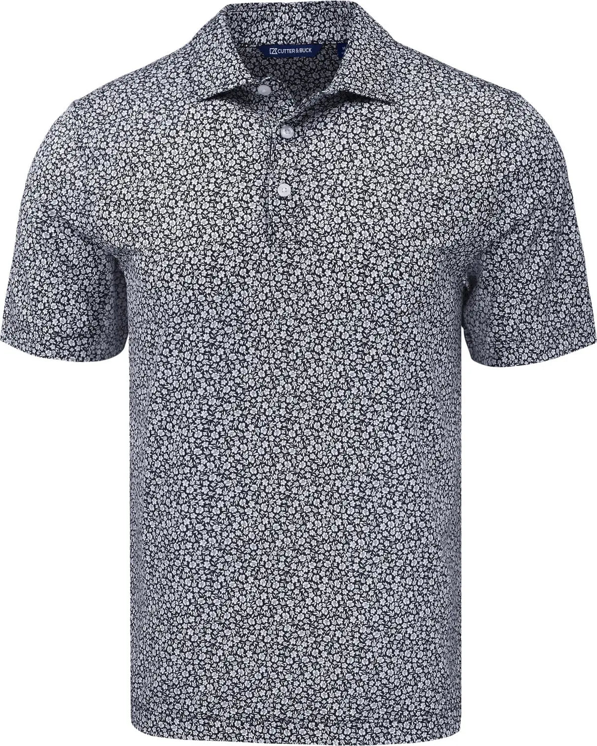 Cutter & Buck Mck01344 Pike Eco Flora Print Recycled Mens Polo - Black