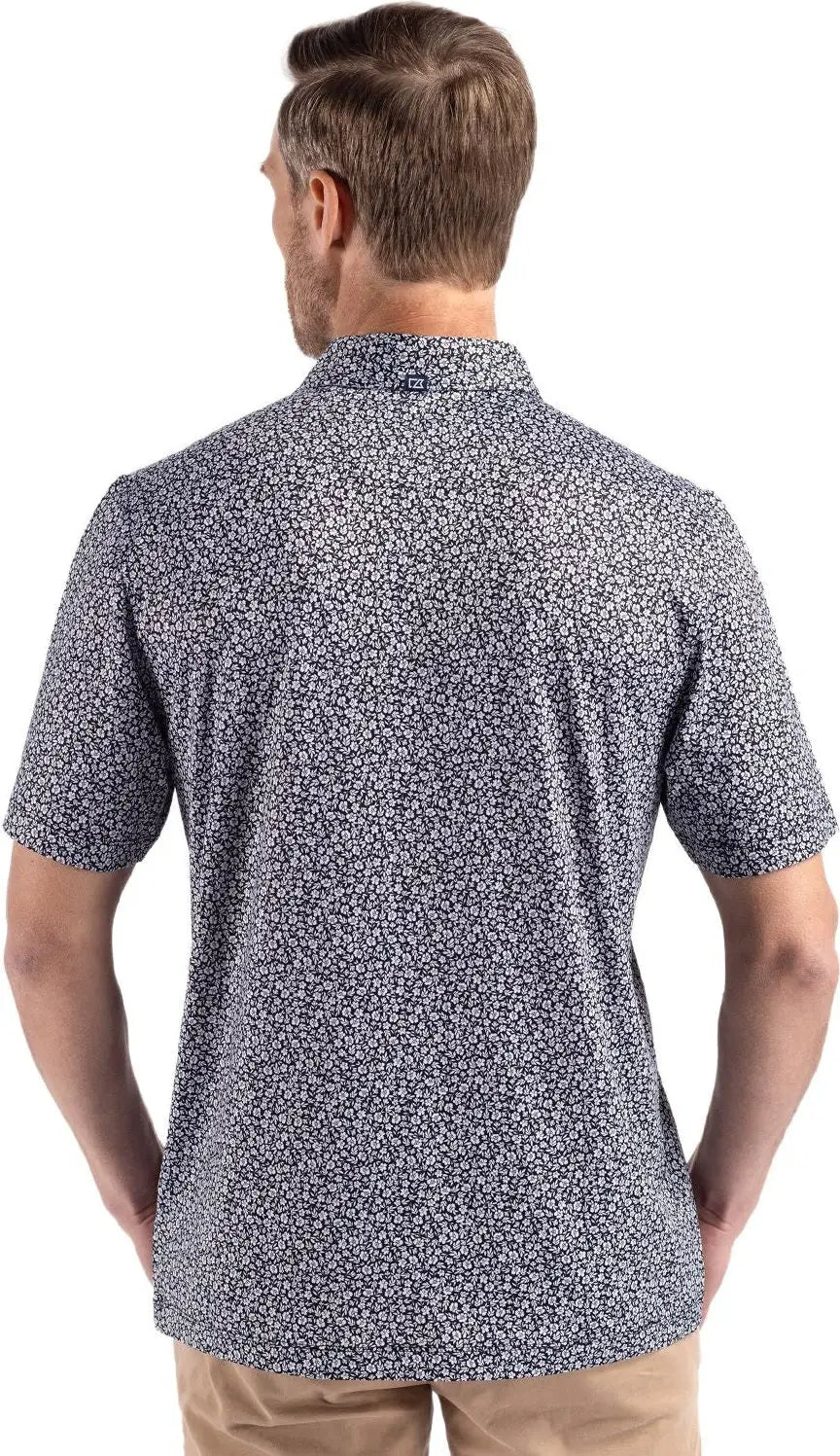 Cutter & Buck Mck01344 Pike Eco Flora Print Recycled Mens Polo - Black