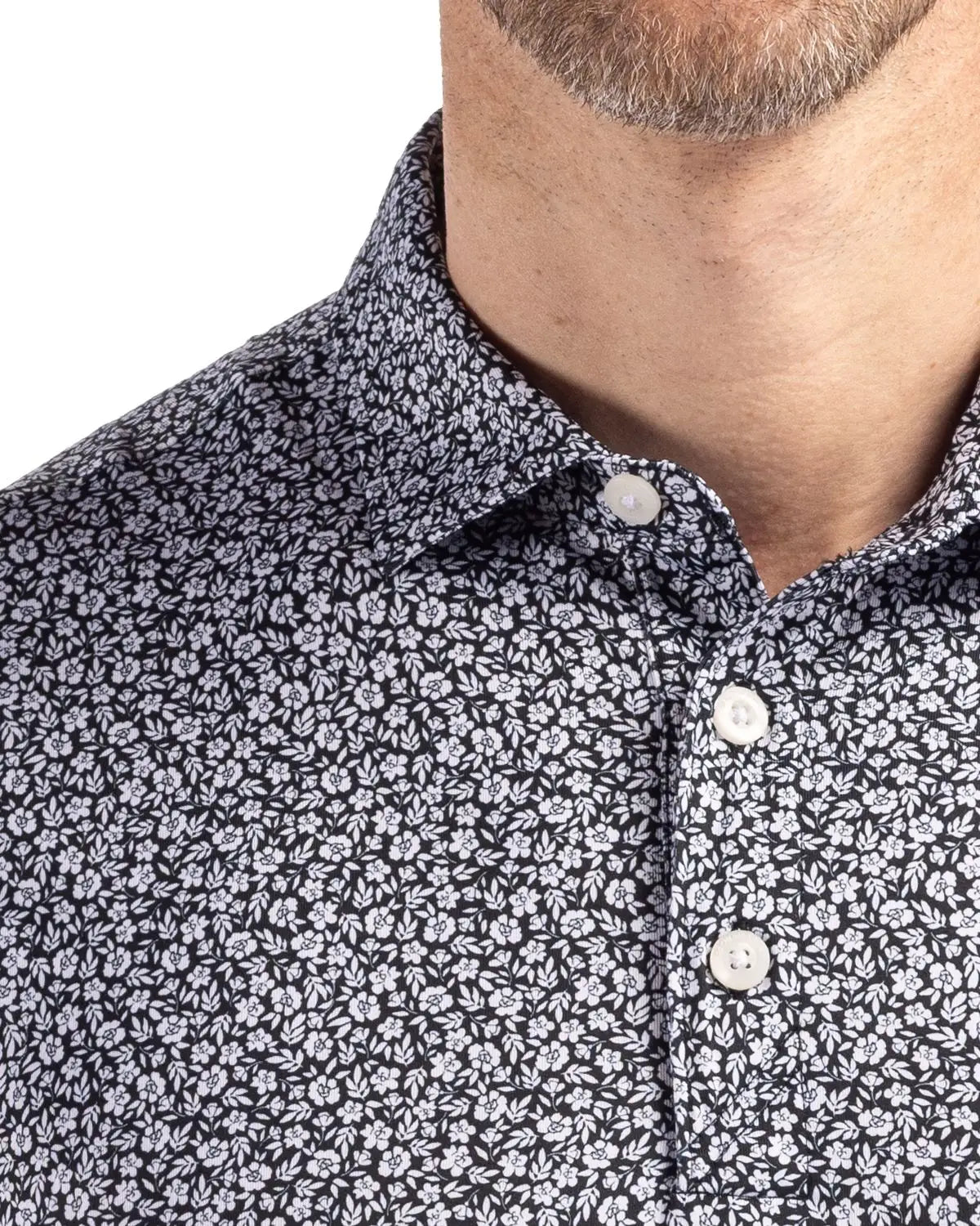 Cutter & Buck Mck01344 Pike Eco Flora Print Recycled Mens Polo - Black