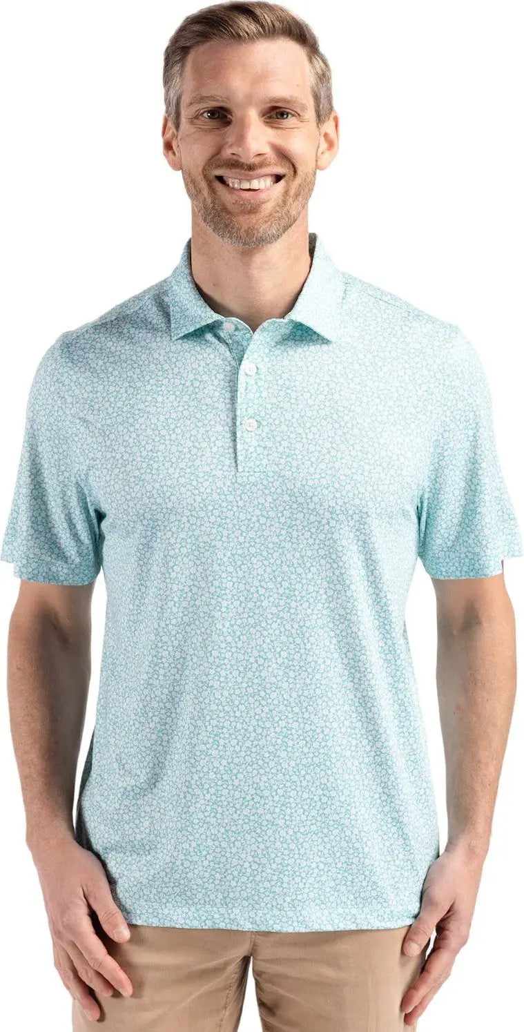 Cutter & Buck Mck01344 Pike Eco Flora Print Recycled Mens Polo - Fresh Mint - Adult s
