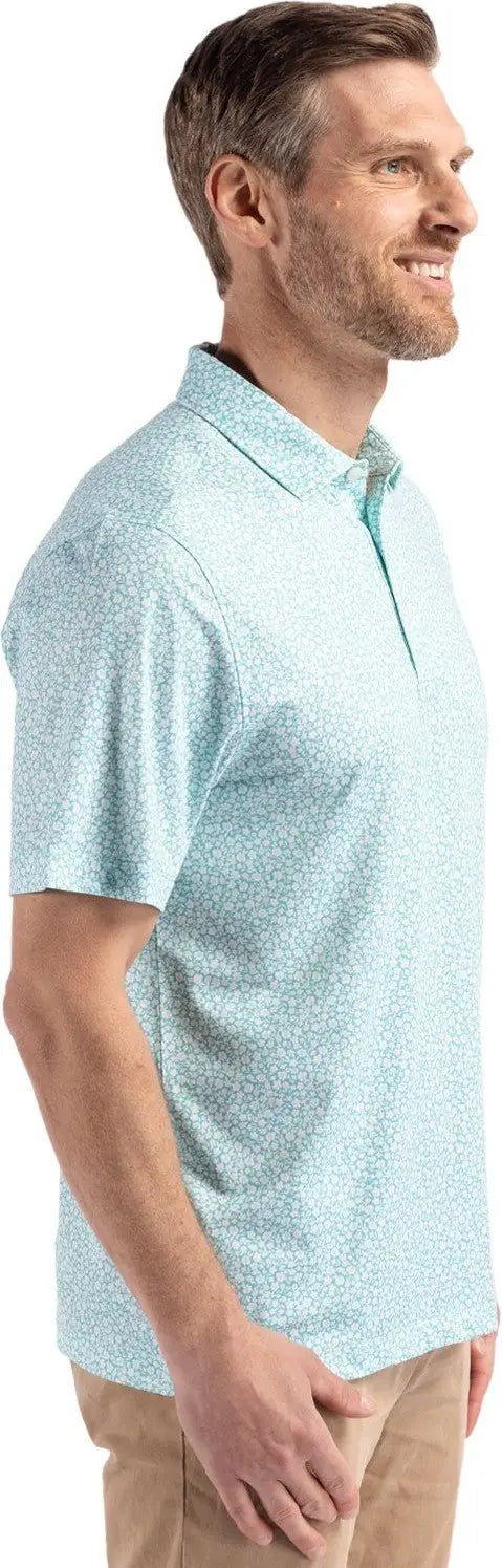 Cutter & Buck Mck01344 Pike Eco Flora Print Recycled Mens Polo - Fresh Mint