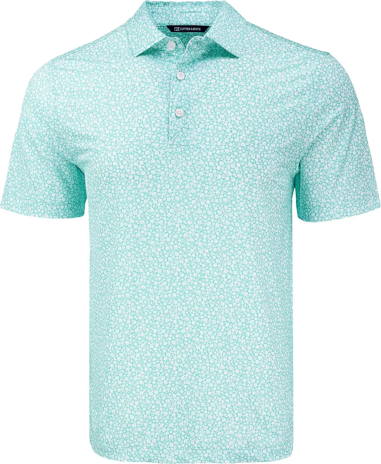 Cutter & Buck Mck01344 Pike Eco Flora Print Recycled Mens Polo - Fresh Mint - Adult s