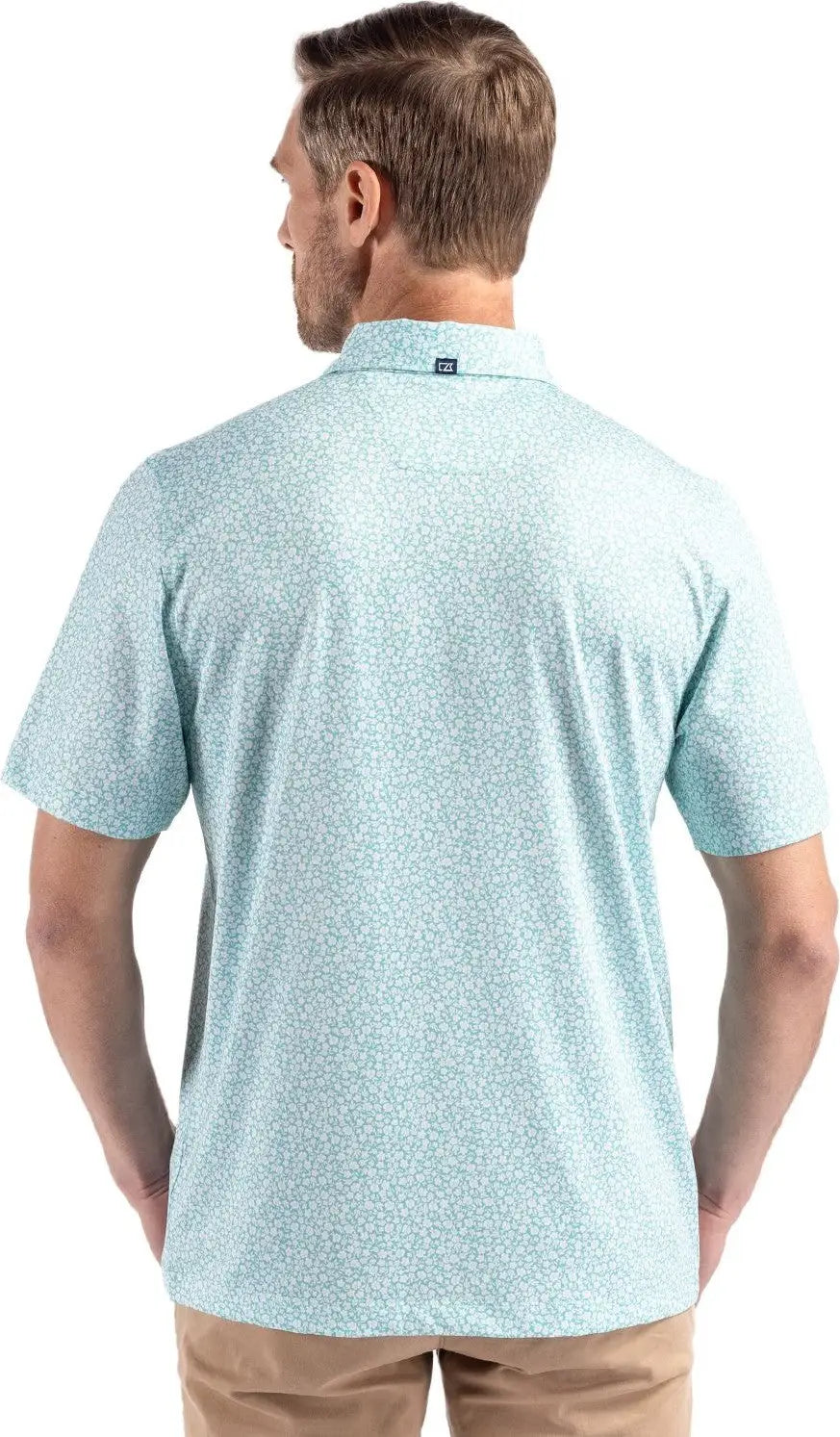 Cutter & Buck Mck01344 Pike Eco Flora Print Recycled Mens Polo - Fresh Mint