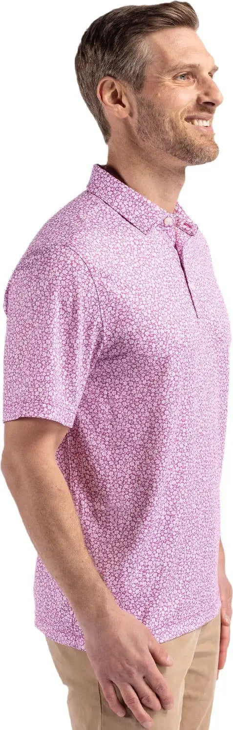 Cutter & Buck Mck01344 Pike Eco Flora Print Recycled Mens Polo - Gelato
