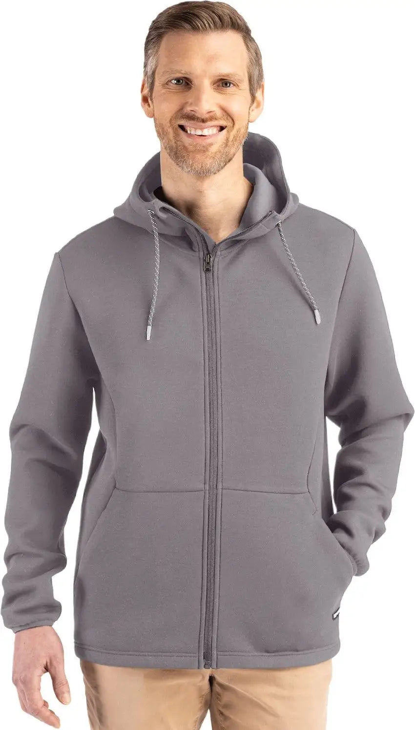Cutter & Buck Mck01345 Roam Epic Versatility Recycled Mens Full Zip Hooded Jacket - Elemental Gray - Adult s