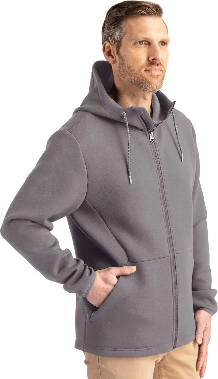 Cutter & Buck Mck01345 Roam Epic Versatility Recycled Mens Full Zip Hooded Jacket - Elemental Gray