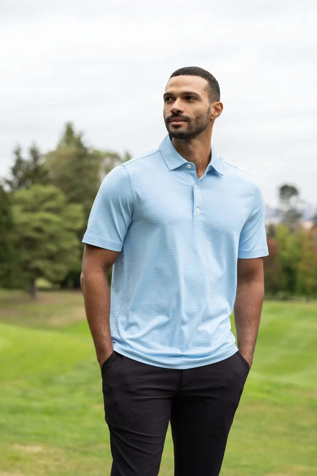 Cutter & Buck Mck01346 Forge Epic Confidence Fine Line Stripe Stretch Recycled Mens Polo - Atlas White