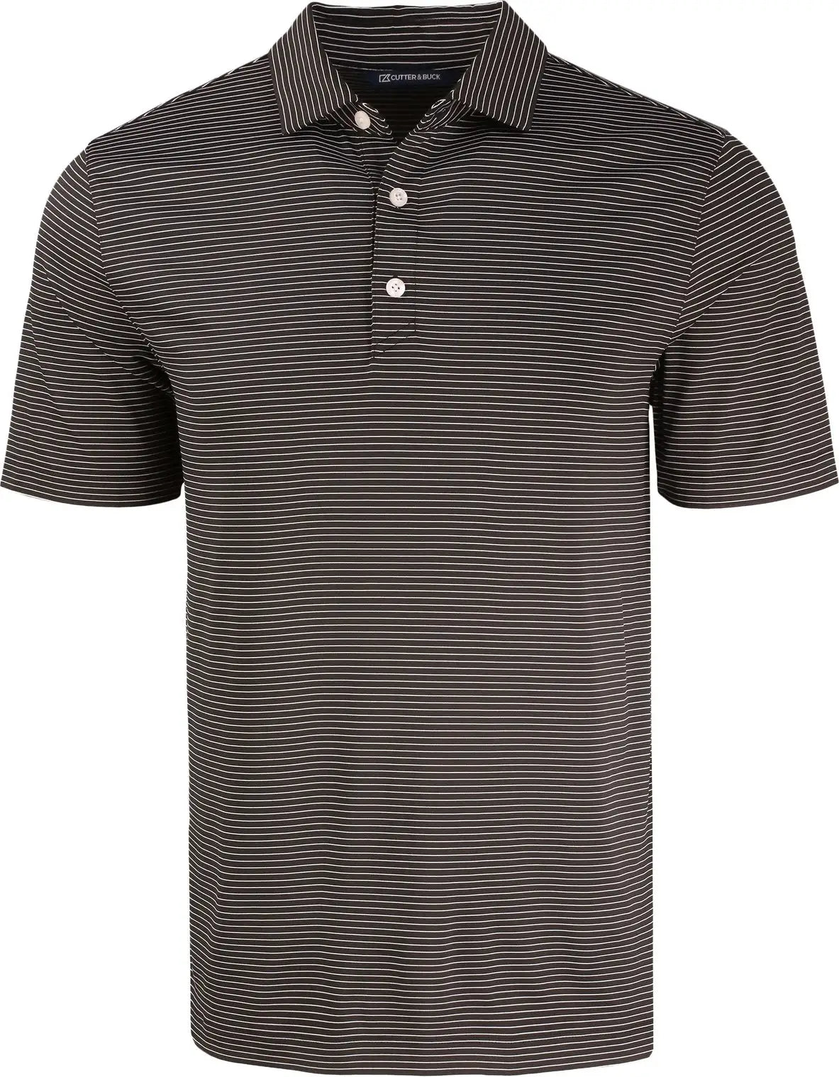 Cutter & Buck Mck01346 Forge Epic Confidence Fine Line Stripe Stretch Recycled Mens Polo - Black White