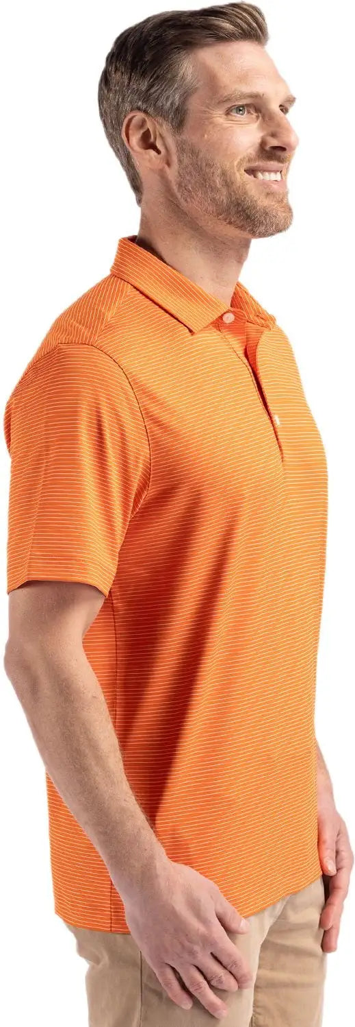 Cutter & Buck Mck01346 Forge Epic Confidence Fine Line Stripe Stretch Recycled Mens Polo - College Orange White