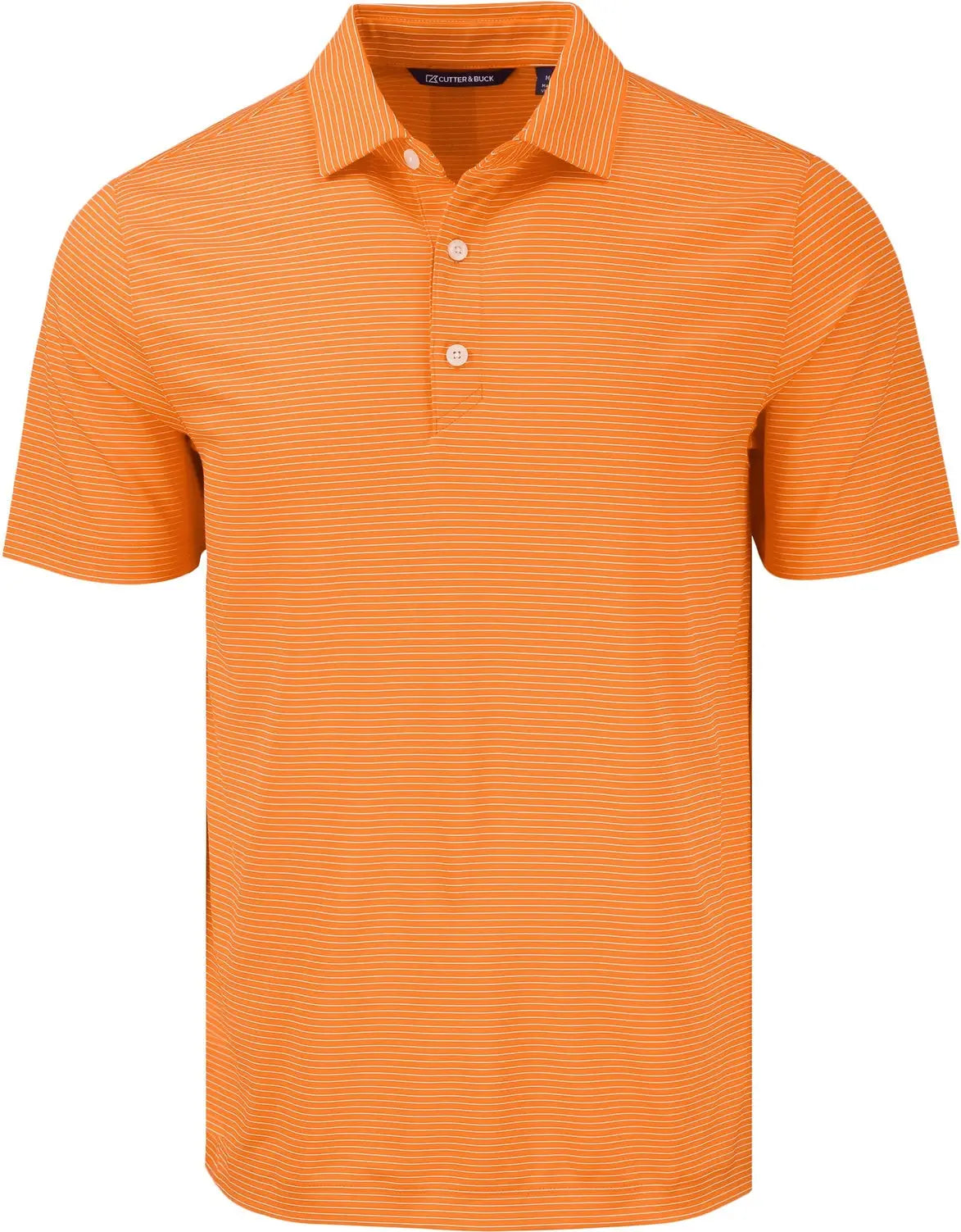 Cutter & Buck Mck01346 Forge Epic Confidence Fine Line Stripe Stretch Recycled Mens Polo - College Orange White