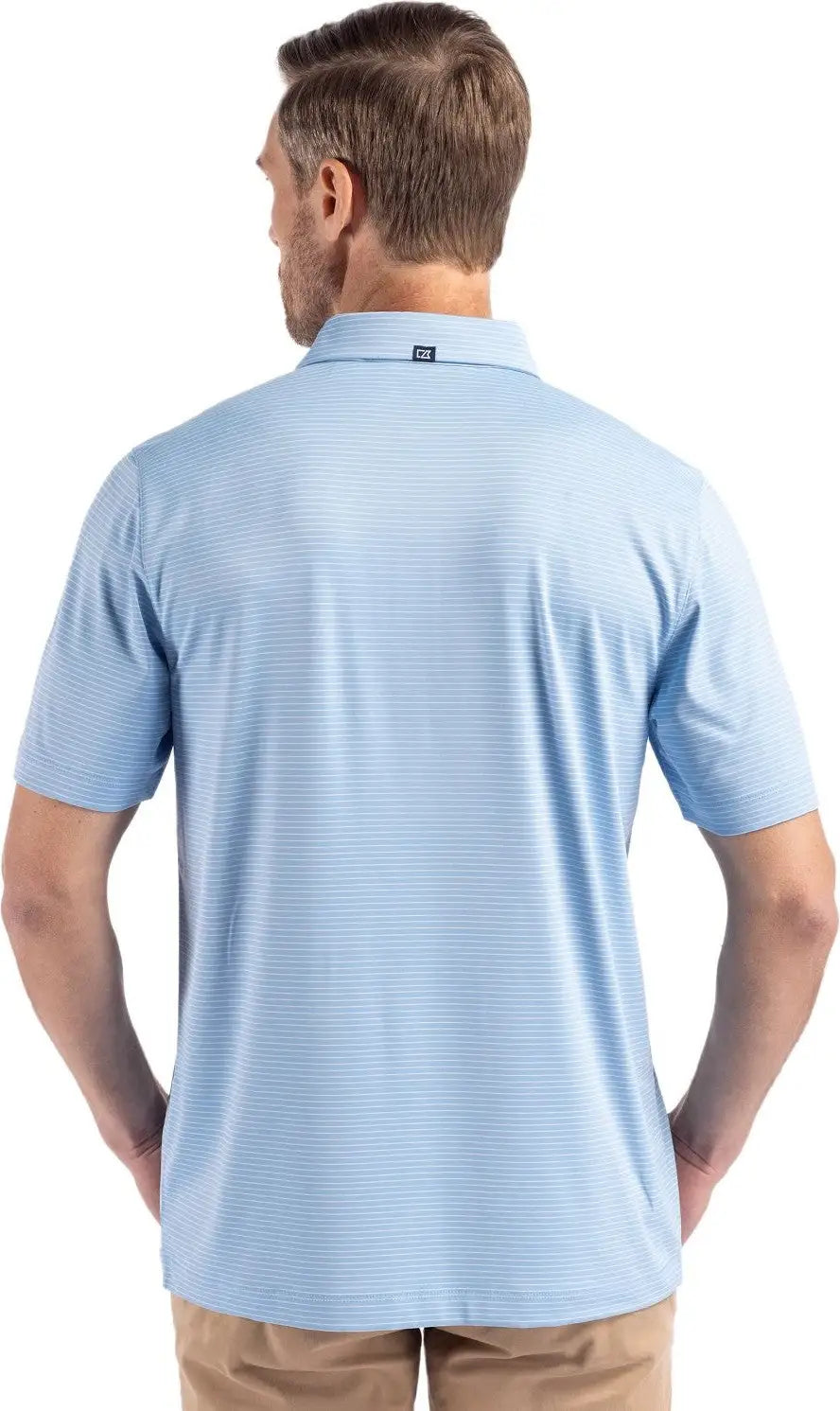 Cutter & Buck Mck01346 Forge Epic Confidence Fine Line Stripe Stretch Recycled Mens Polo - Atlas White - Atlas/white